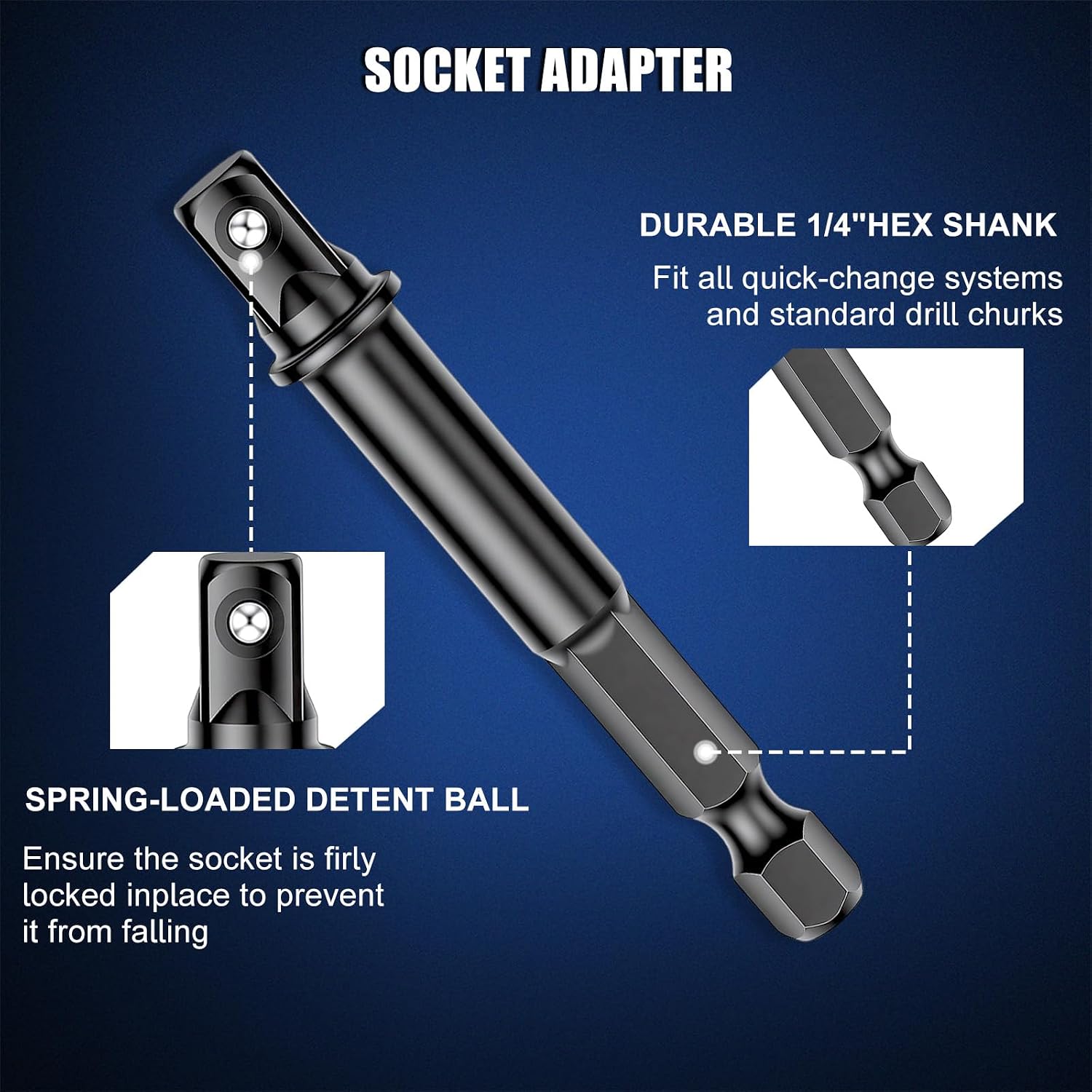 Professional 1/4" Drive Impact Swivel Socket Set,16-Piece Universal Metric Wobble Sockets (5-15MM) with 2", 6" Extension Bars & Socket Adapters, 6 Point, CR-MO, EVA Foam Organizer
