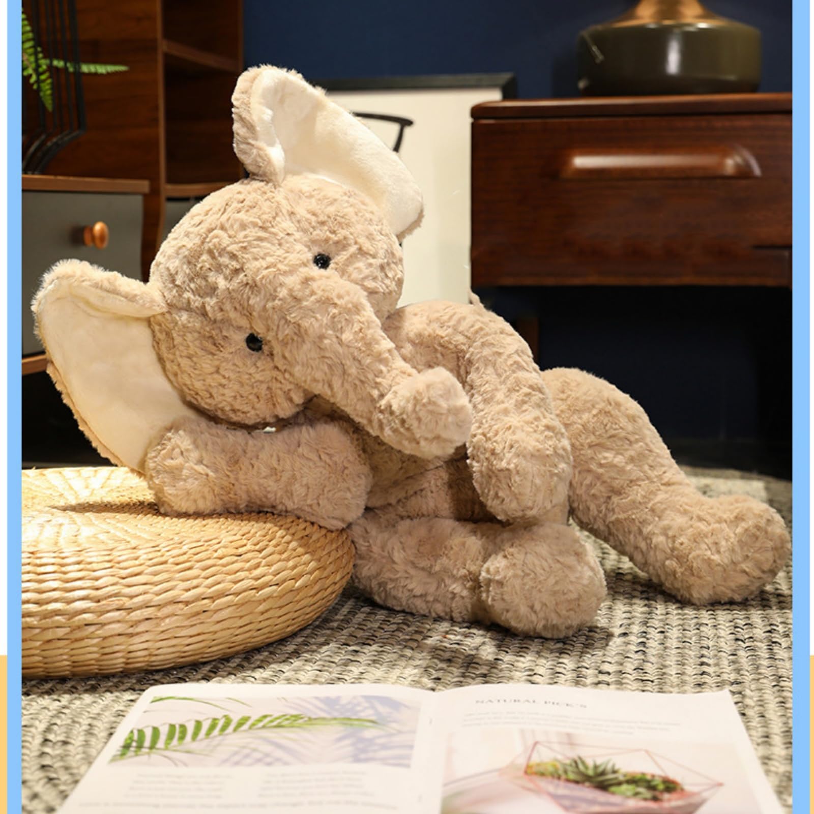 Elefant Kuscheltier, Superweicher Kuscheliger Elefant Plüschtier 35/55cm, Realistisch Gestaltetes Plüschtier, Niedliches Stofftier Elefantenpuppe, für Jungen Mädchen & Kleinkinder (55 cm)