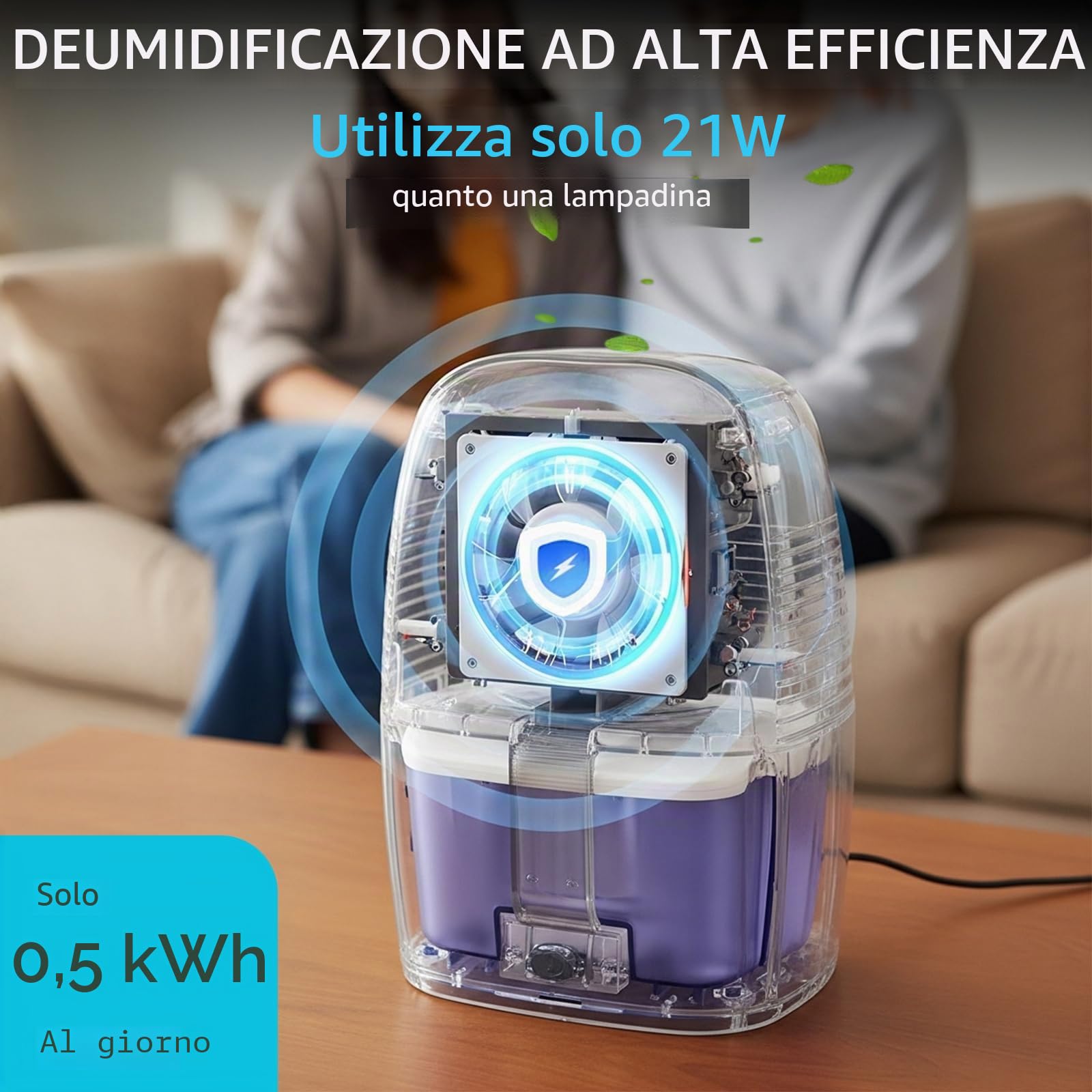Senelux Potente mini deumidificatore portatile da 500 ml, piccolo deumidificatore efficiente e stabile, umido per la casa, assorbitore di umidità portatile per piccole stanze, bagno, cantina, da letto