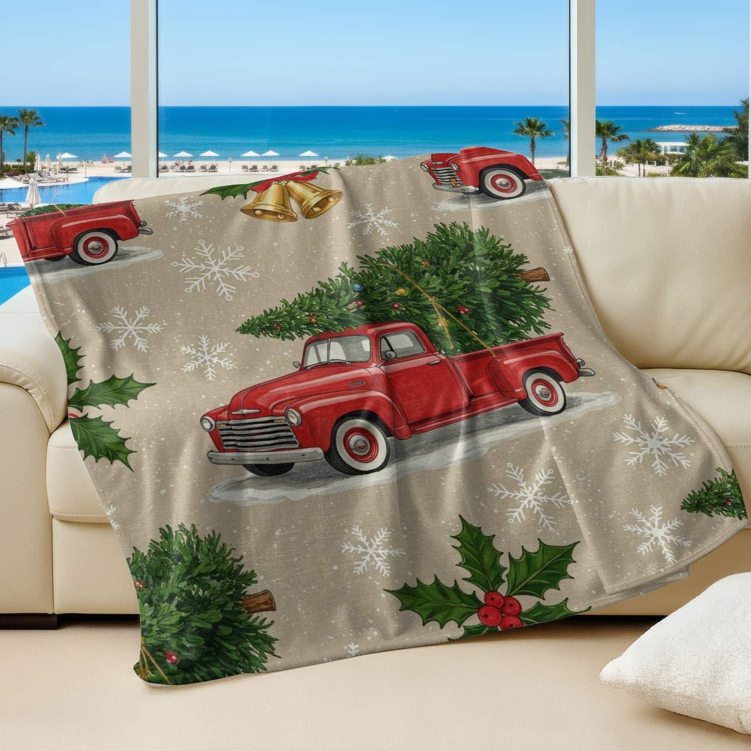 Couverture flanelle Noël imprimé rétro grand confort 180x200