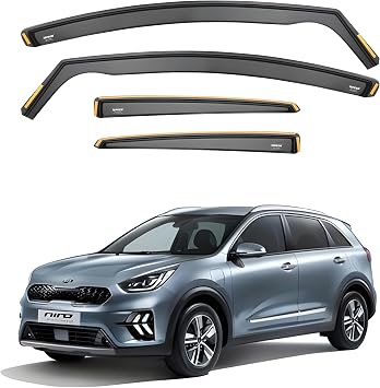 iSpeed Premium Wind Deflectors for KIA NIRO mk1 5-doors 2016-2021 4-pc - Keep Your Car Ventilated in Rain - Reduce Wind Turbulence - Tinted, In-Channel Type