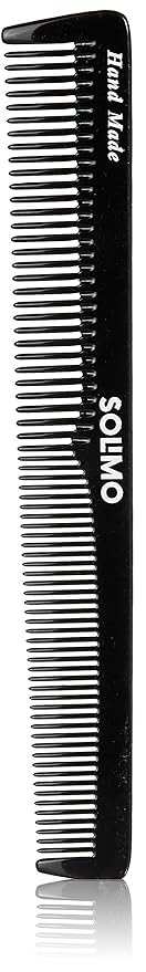 Amazon Brand - Solimo Handmade Black Easy-Grip Barber Comb, 23 cm x 7 cm