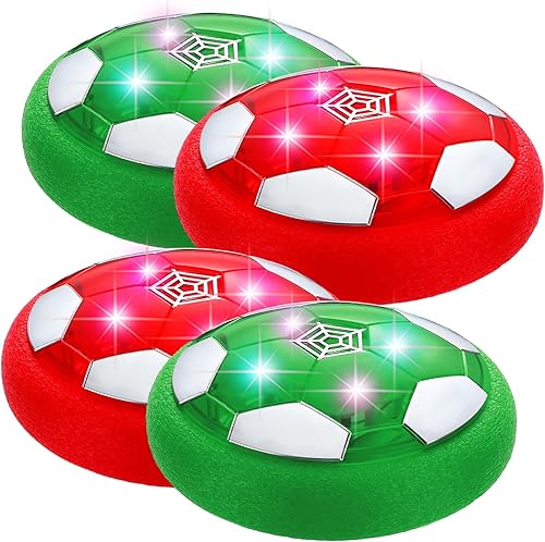 Syhood 4 unidades de pelota de fútbol flotante de Navidad recargable con luz LED, juguetes de pelota de fútbol para interiores, pelota de fútbol