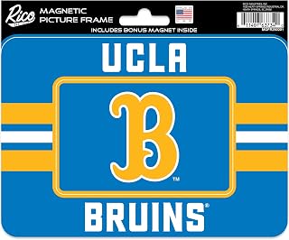 Rico Industries NCAA UCLA Bruins Stripes Magnetic Picture Frame (5"x6.75") & Magnet Combo Set - Home Décor - Regrigerator, Office, Kitchen