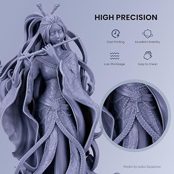 ELEGOO Water Washable 3D Printer Resin Ceramic Grey 3000g | 405nm UV Curing Photopolymer Resina for Mars Saturn Jupiter MSLA DLP LCD Impresora with Low Odor