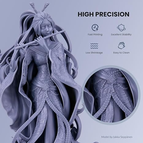ELEGOO Water Washable 3D Printer Resin Ceramic Grey 3000g | 405nm UV Curing Photopolymer Resina for Mars Saturn Jupiter MSLA DLP LCD Impresora with Low Odor