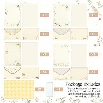 Letter Writing Set with 48 Pcs Writing Paper and 24 Pcs Envelopes