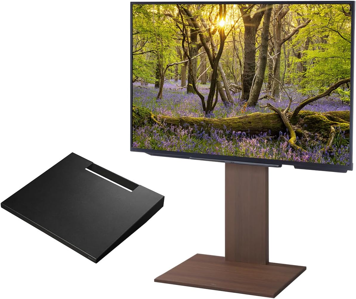 イコールズ テレビ台 壁寄せテレビスタンド WALL V2 ロータイプ (2020モデル) +棚板レギュラーサイズセット 32型〜60型対応 オールウォールナット (棚板:サテンブラック), Jt0078579, WSTVA5A38