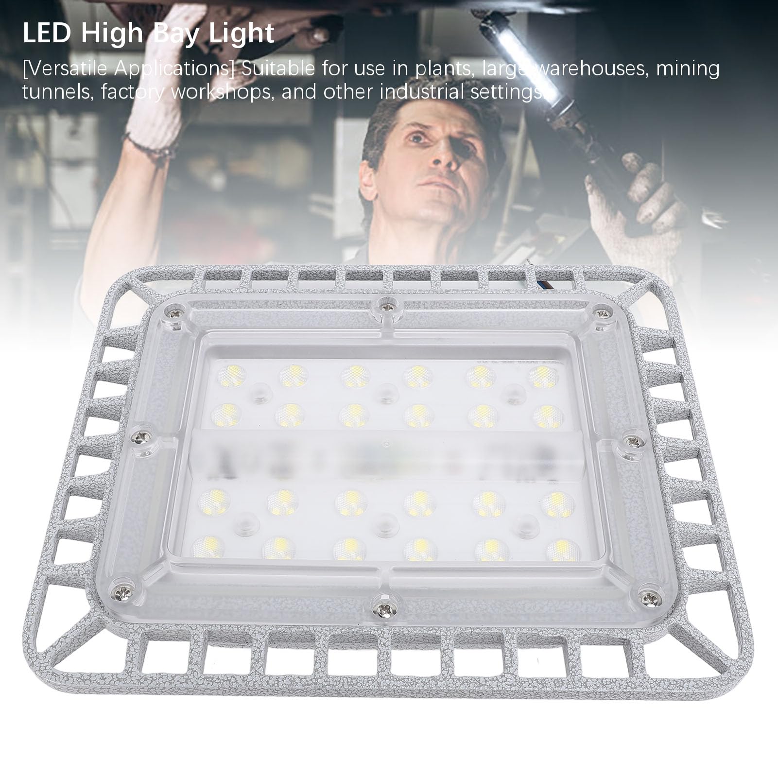 Dpofirs Lumière LED Industrielle 50W, Haute luminosité 5500LM 5000K, IP65, Résistante à L'eau, en Aluminium moulé Sous Pression pour Grands Entrepôts