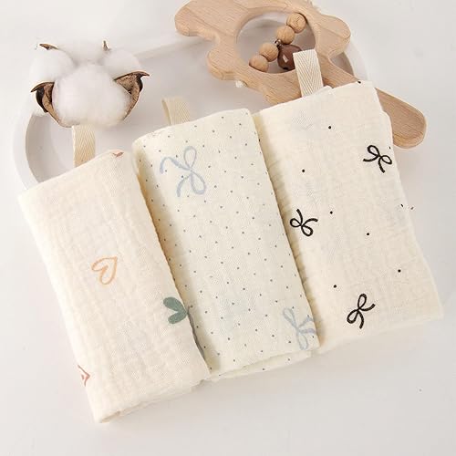 Miniatura 9 de 3PcsSet Cotton Baby Burp Cloths Soft Absorbent Newborns Washcloths for Bath Time Gentle Skin Care Size 23x23cm