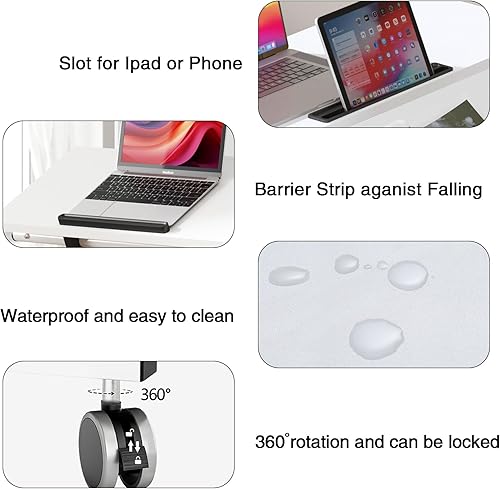 Miniatura 5 de soges Escritorio móvil para laptop, escritorio de pie inclinable de pie ajustable en altura, escritorio de computadora de pie de 31.5 pulgadas para