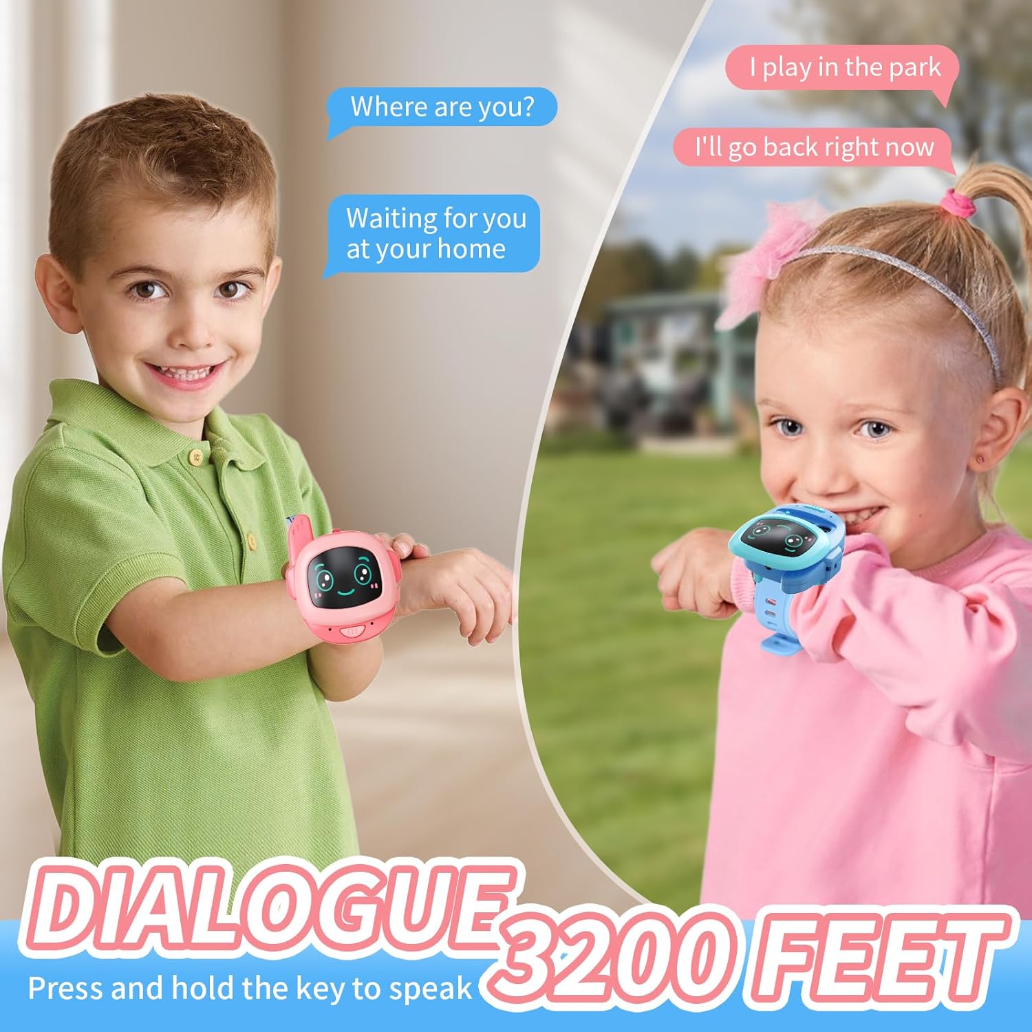 Walkie Talkie Kid's Watches，Toys for Boys Girls Aged 3 to 12 Years Old for Outdoor Adventure, Camping,and Birthday Gifts（with Wearable/Lanyard/Handheld ，2 Pack，3280 ft Talk Range） - Image 7