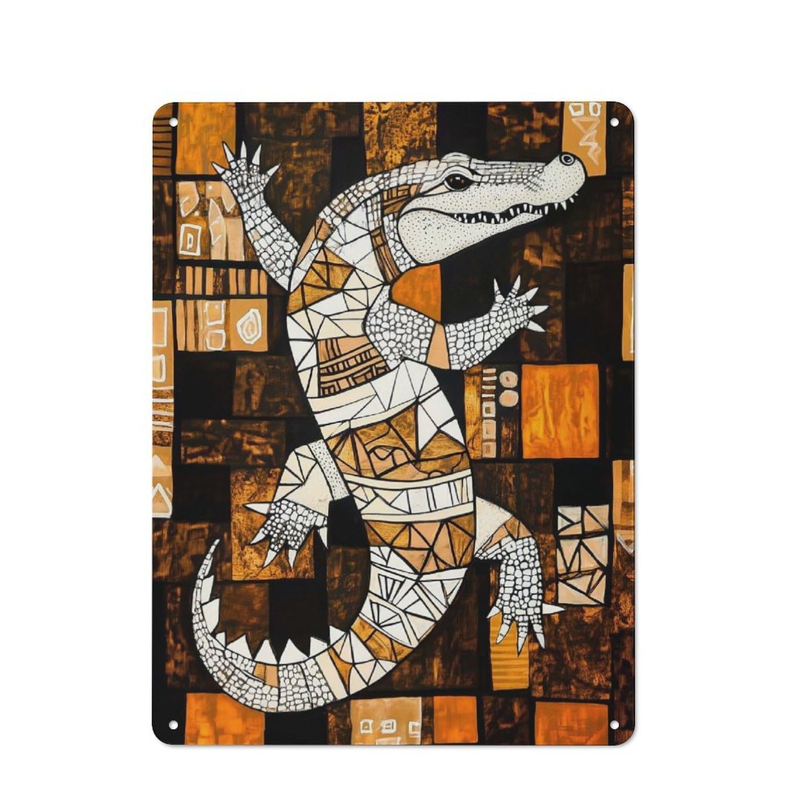 Junmoney African Alligator Art Vintage Metal Plaque 40X30cm For Living Room Or Hallway, A Christmas Gift For People Styling Living Room And Hallway
