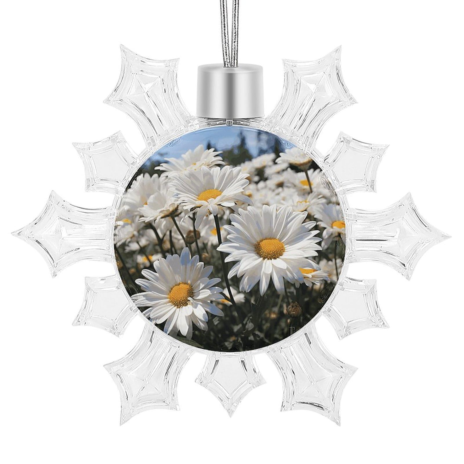 Wild White Daisies Snowflake Decorations,Christmas Decorations，Christmas Indoor Winter Wonderland Decor，Hanging Ornaments for Xmas Tree Winter New Year Party Supplies
