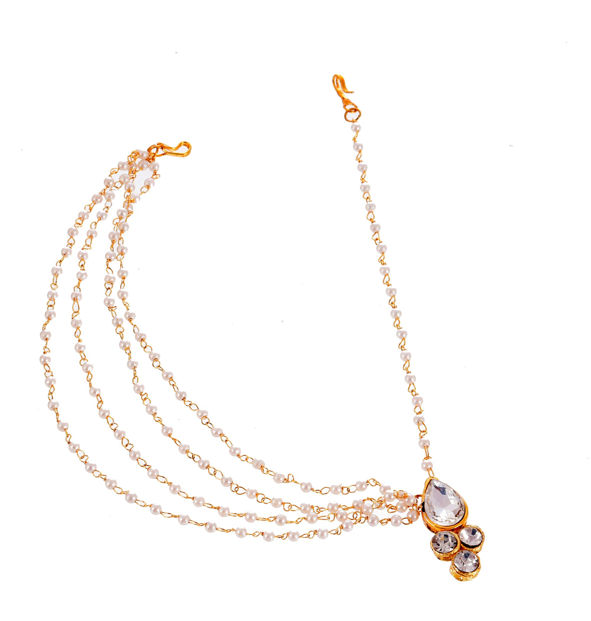 Arroz Latest Gold Plated Pearl Chain with Kundan Stones Traditional Maang Tika Hair Jewelry for Ladies, Women and Girls Fancy, Delicate Matha Patti (B07Y8FM6F1) Amazon Price History, Amazon Price Tracker