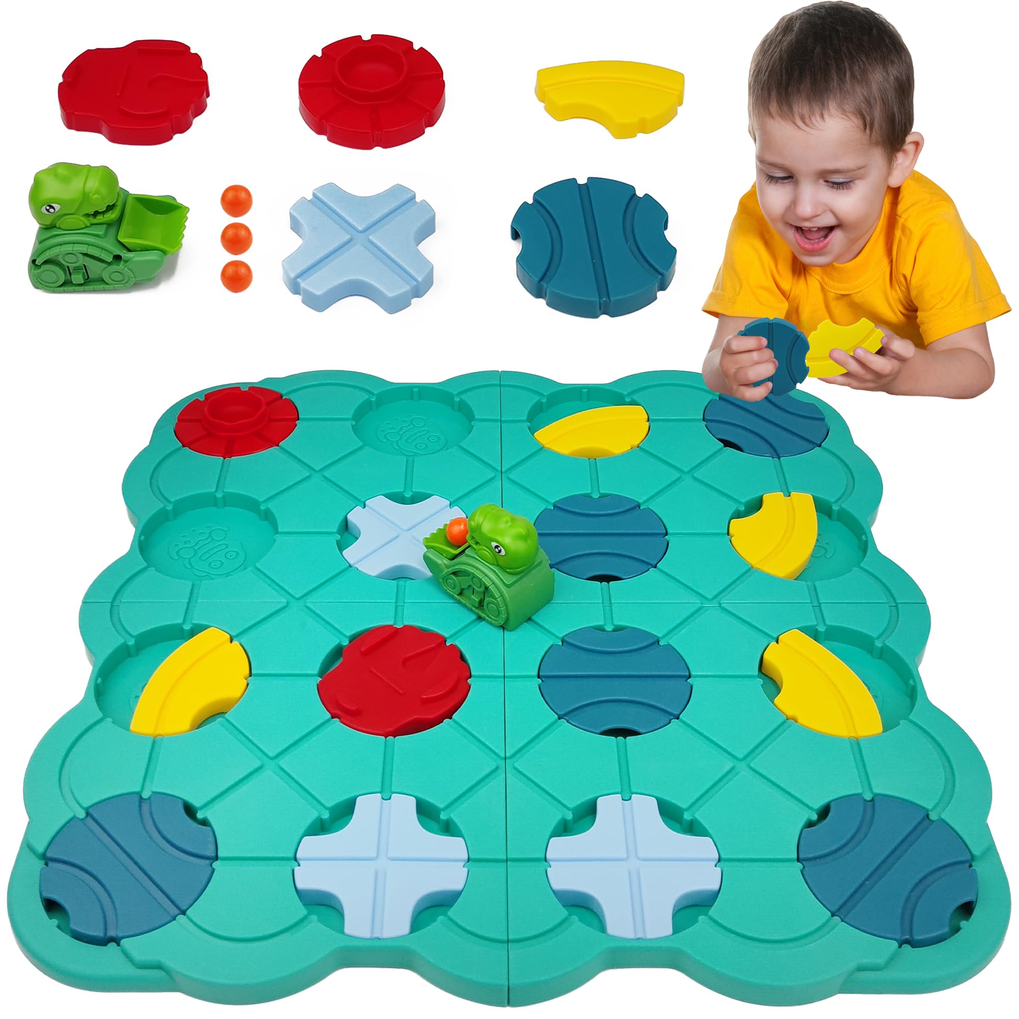 Logik-Spiel „Straßenbauer“ Für Kinder 3-8 Jahre – 200+ Herausforderungen, 2 Spielmodi, Aus Holz