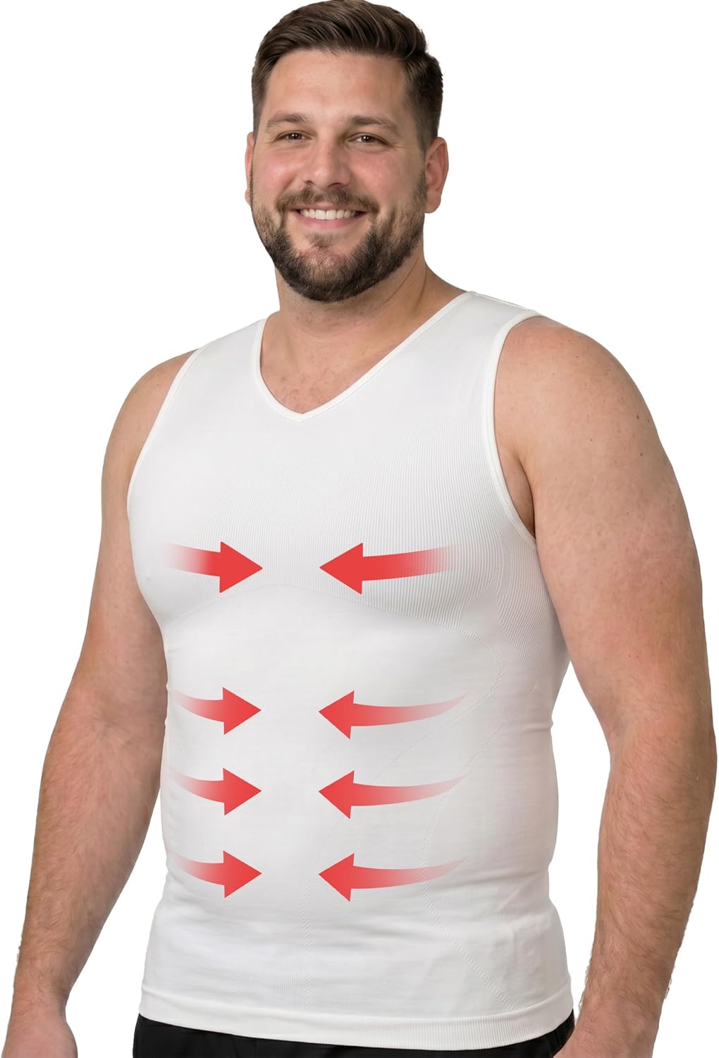ARMSTRONG AMERICA Mens Compression Shirt Slimming Shapewear | V Neck Gynecomastia Compression Shirts for Men | Body Shaper
