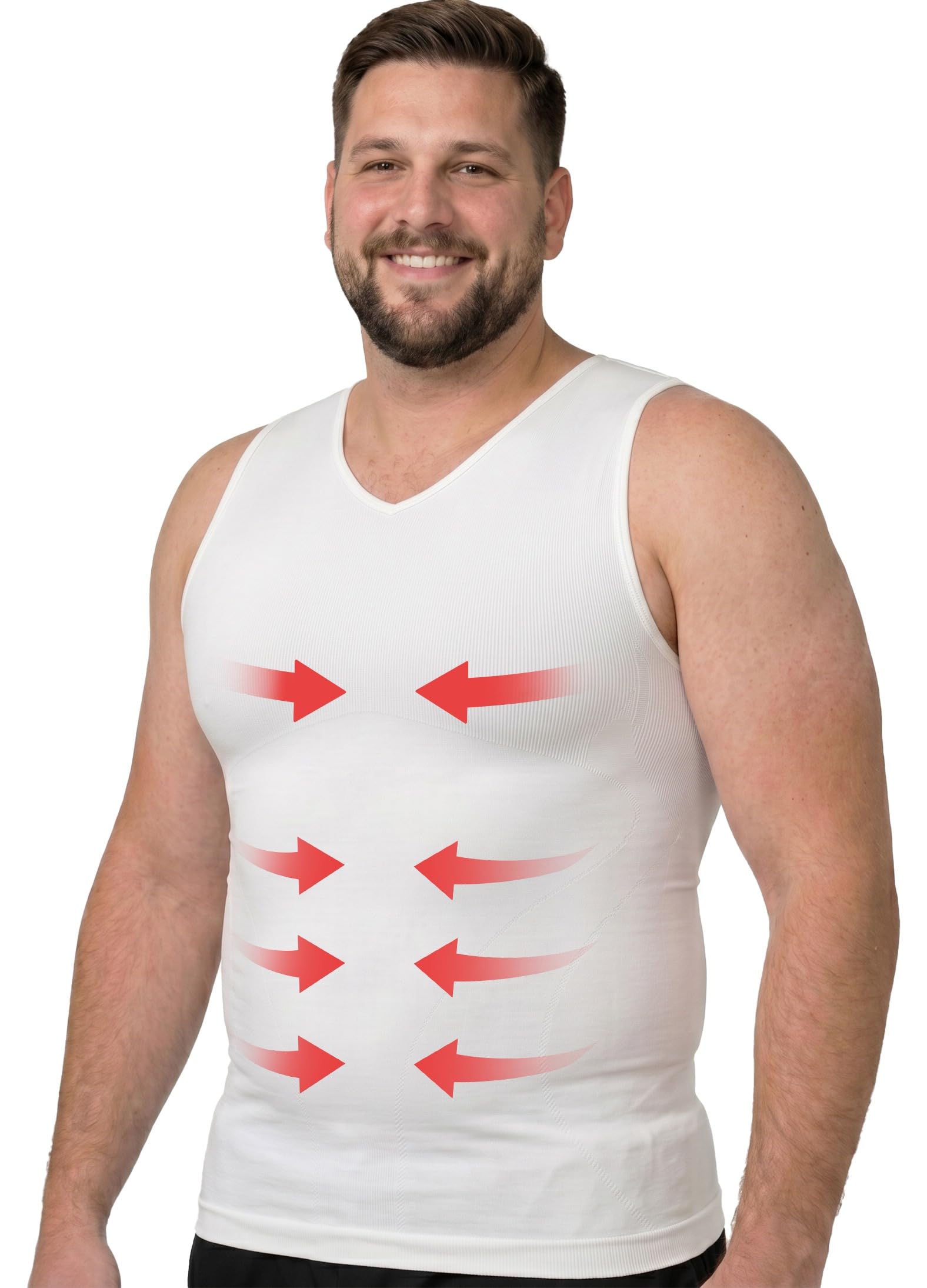 Mens Compression Shirt Slimming Shapewear | V Neck Gynecomastia Compression Shirts for Men | Body Shaper Undershirt Tank Top