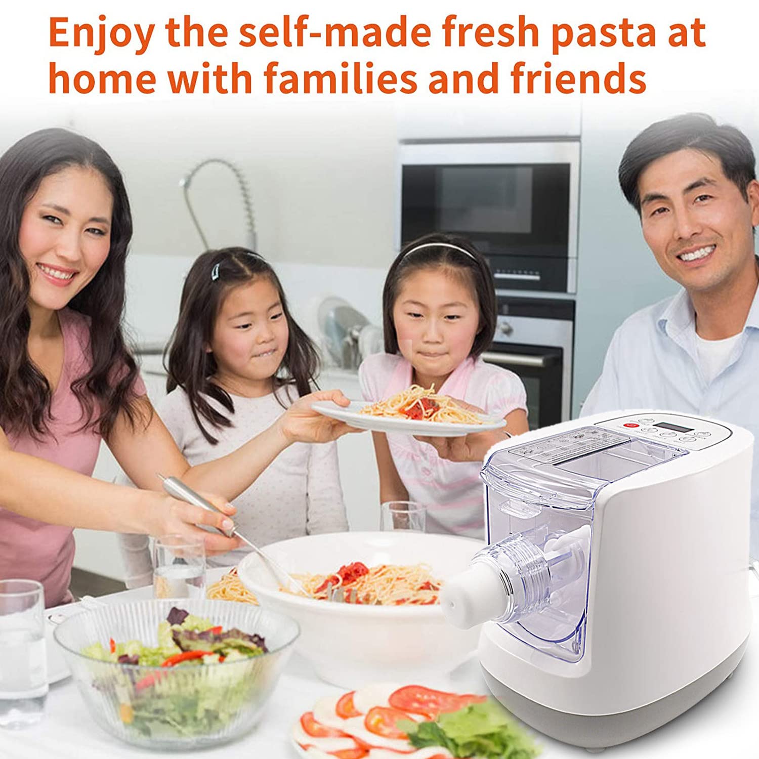 Electric Pasta Maker & Noodle Maker - Homemade Fresh Spaghetti in 10 Minutes! Automatic Dough Sheeter & Pasta Extruder for Home Kitchen