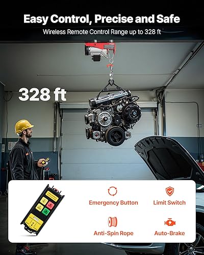 Miniatura 2 de VEVOR Polipasto eléctrico inalámbrico de 1320 libras, cabrestante de alambre de acero eléctrico de 1150 W 110 V con control remoto inalámbrico