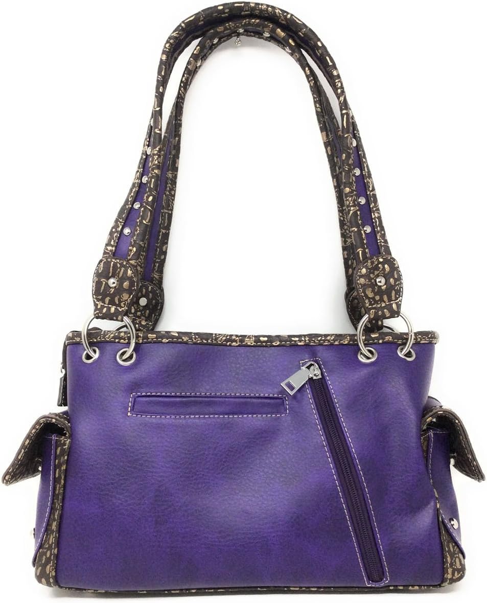 Texas West Rhinestone Embroidered Metal Skull Leather Women Handbag With Matching Wallet 6 colors