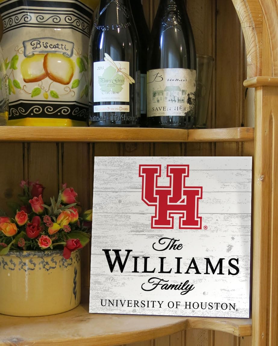 Houston Cougars Family Name Sign – Personalized University of Houston Wall Decor, Custom Last Name Plaque, UH Alumni Gift, Cougars Home Decor