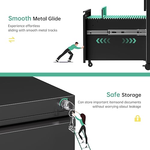 Miniatura 20 de Bonusall Archivador vertical con cerradura de 3 cajones de bloqueo vertical, archivador de oficina de metal, organizador horizontal con estante 10