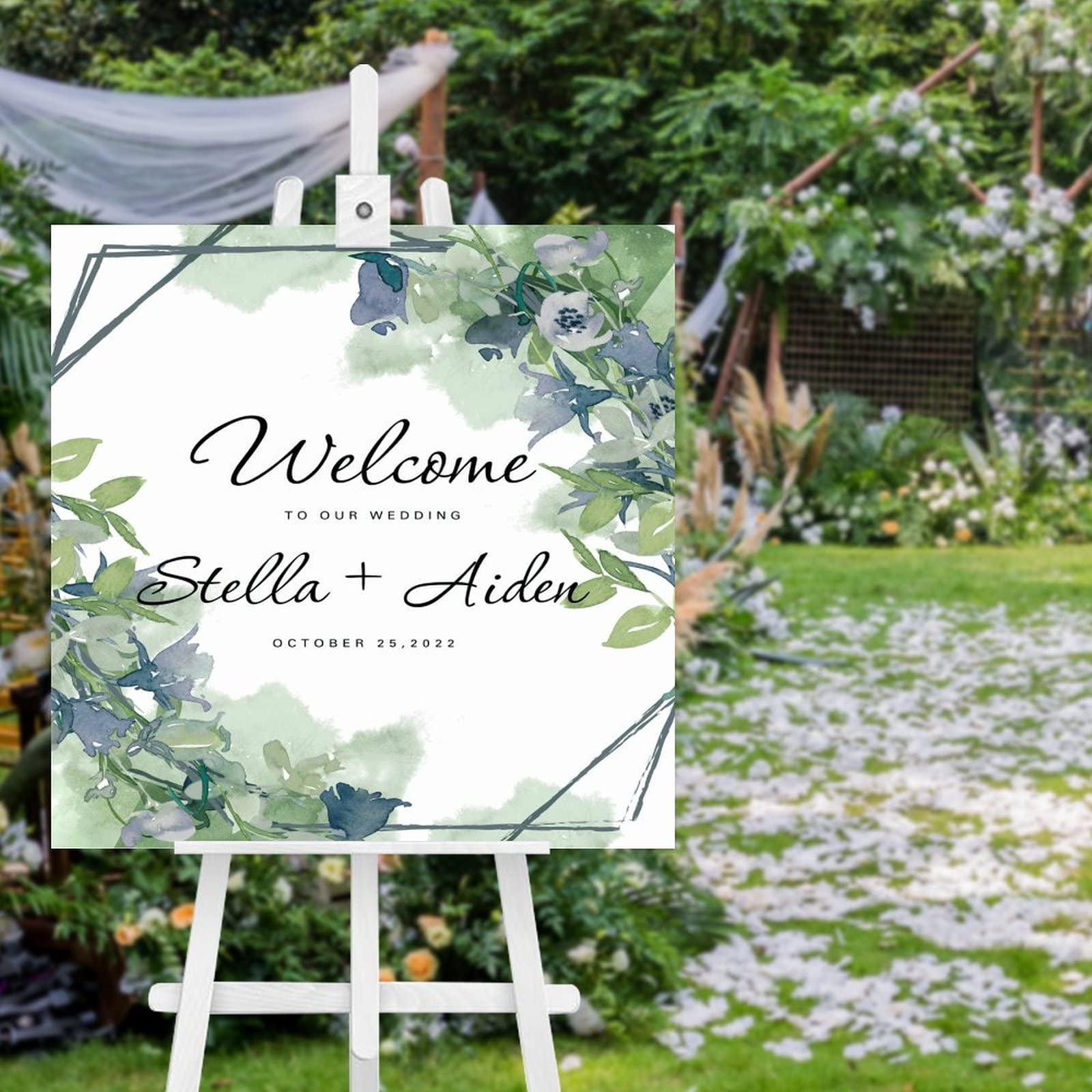 Panneau de cérémonie pour mariage botanique chic en bois pour réception