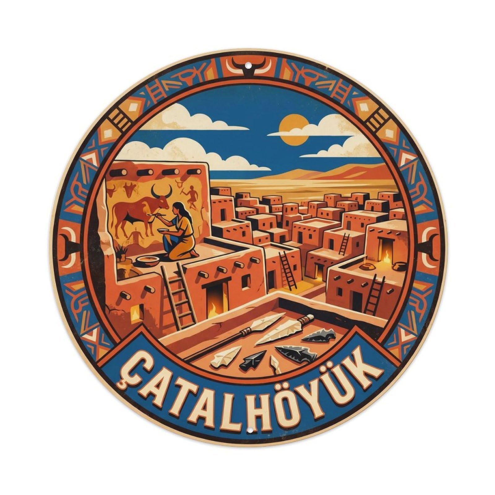 Catalhoyuk Neolithic Anatolian Heritage Site Metal Tin Sign