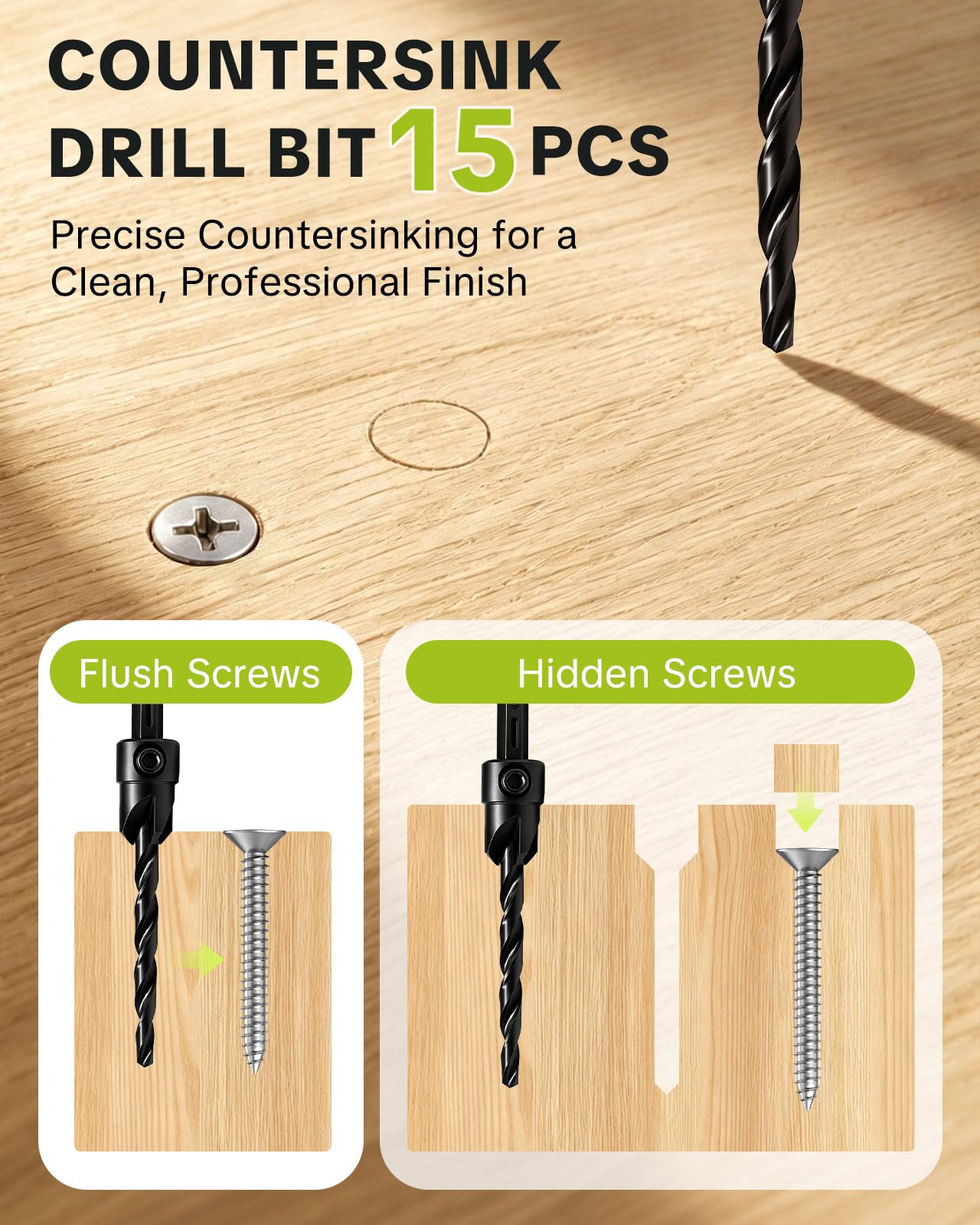 SEESE Countersink Drill Bit Set - 15 Piece -2