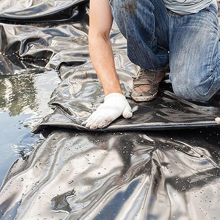 Image ZAYEN Pond Liner 3x3m 3x6m 4x6m 5x5m 5x8m 6x6m 8x8m Fish Ponds Liners Impermeable Film Puncture And Tear Resistant, Black