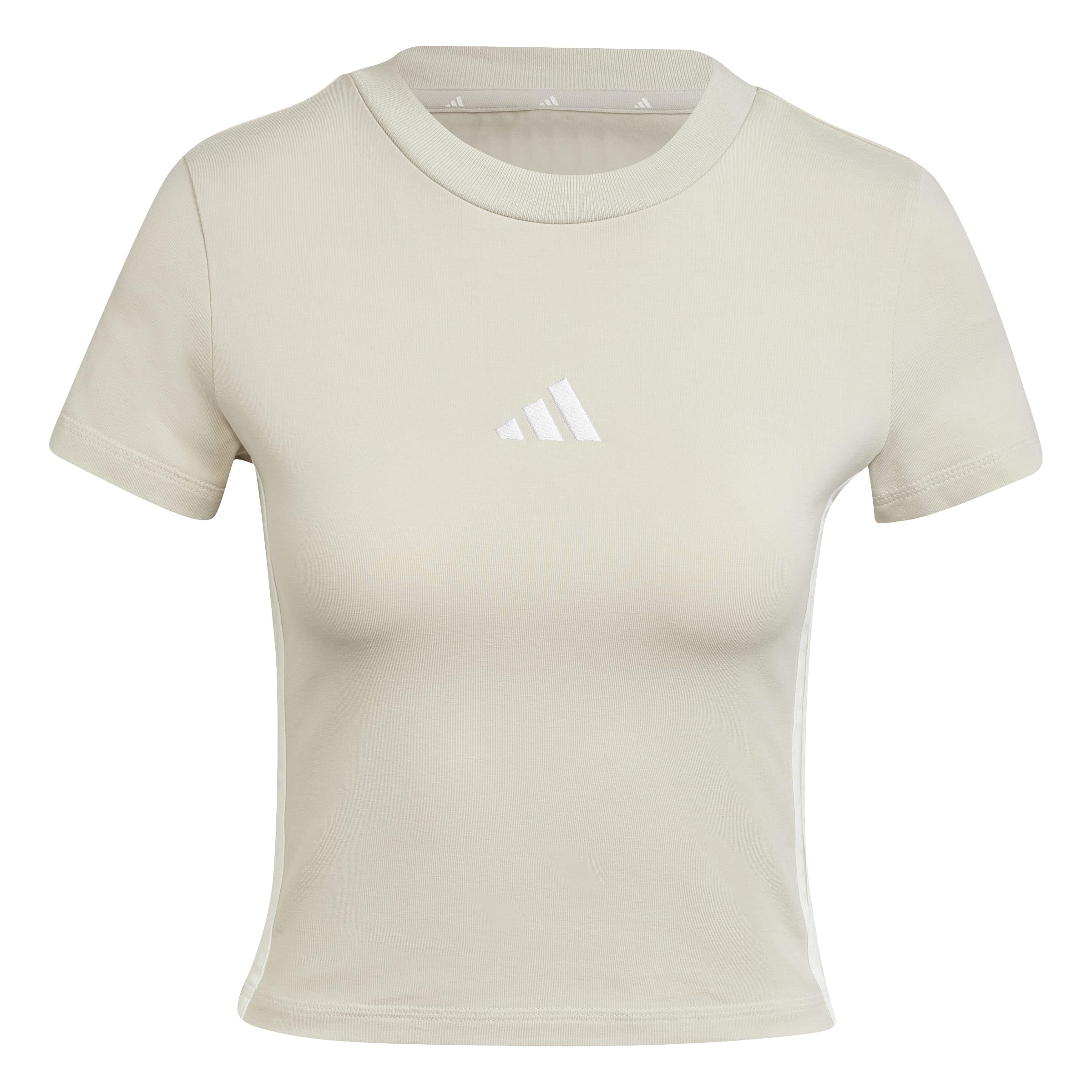adidas Women's Essentials 3 Stripes Slim Baby Shirt, Wonder Alumina/White, XXS