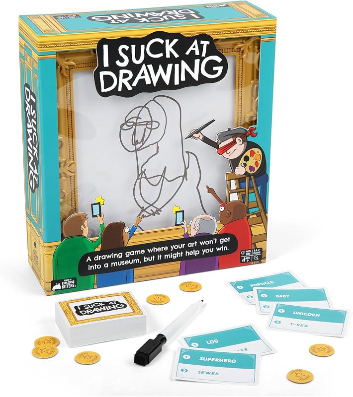 I Suck At Drawing, 2+ Players, Age 8+ Game | ¡El arte malo gana! Dibuja sin mirar, adivina el desorden y convierte los bocetos terribles en risas incesantes de la noche de juegos familiares.