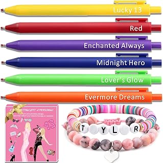 Taylor Gifts Merch,Aesthetic Taylor Gel Pens,Taylor Birthday Gifts Bracelets, Chic Gift Box,Taylor Birthday Party Favors for Women, Nurse, Teacher, Christmas Stocking Stuffers Gift for Girls