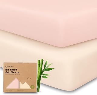 KeaBabies Isla 2-Pack Bamboo Viscose Fitted Crib Sheets - Soft Breathable 52x28 for Standard Baby Toddler Beds, Neutral Boys Girls (Cameo)