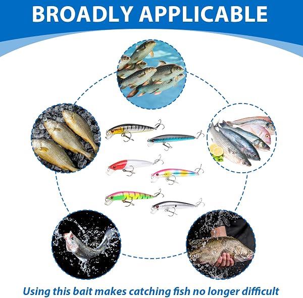 6 Pièces Leurre De Surface Bar Peche Mer Appât Flottant, Leurres de Surface Bioniques, Convient aux Poissons Prédateurs Tels Que la Truite et Le Bar, Convient à l'eau Douce et à l'eau de Mer - 5