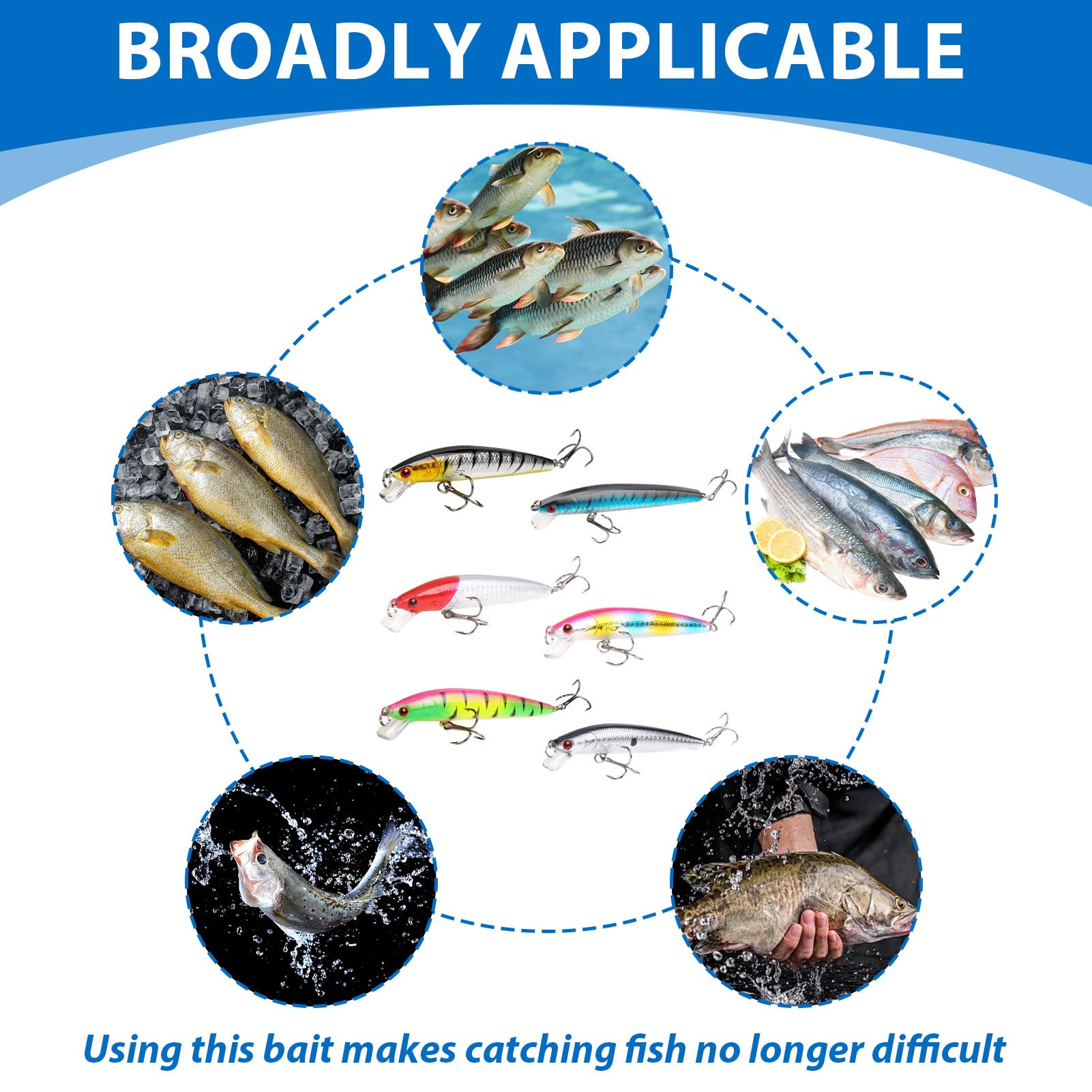 6 Piezas Cebo para Pesca Marina, Señuelos de Pesca Spinning para Trucha, Perca, Lucio, Perca, Cebos para Lubina para Pescas Marina en Agua Salada y Agua Dulce