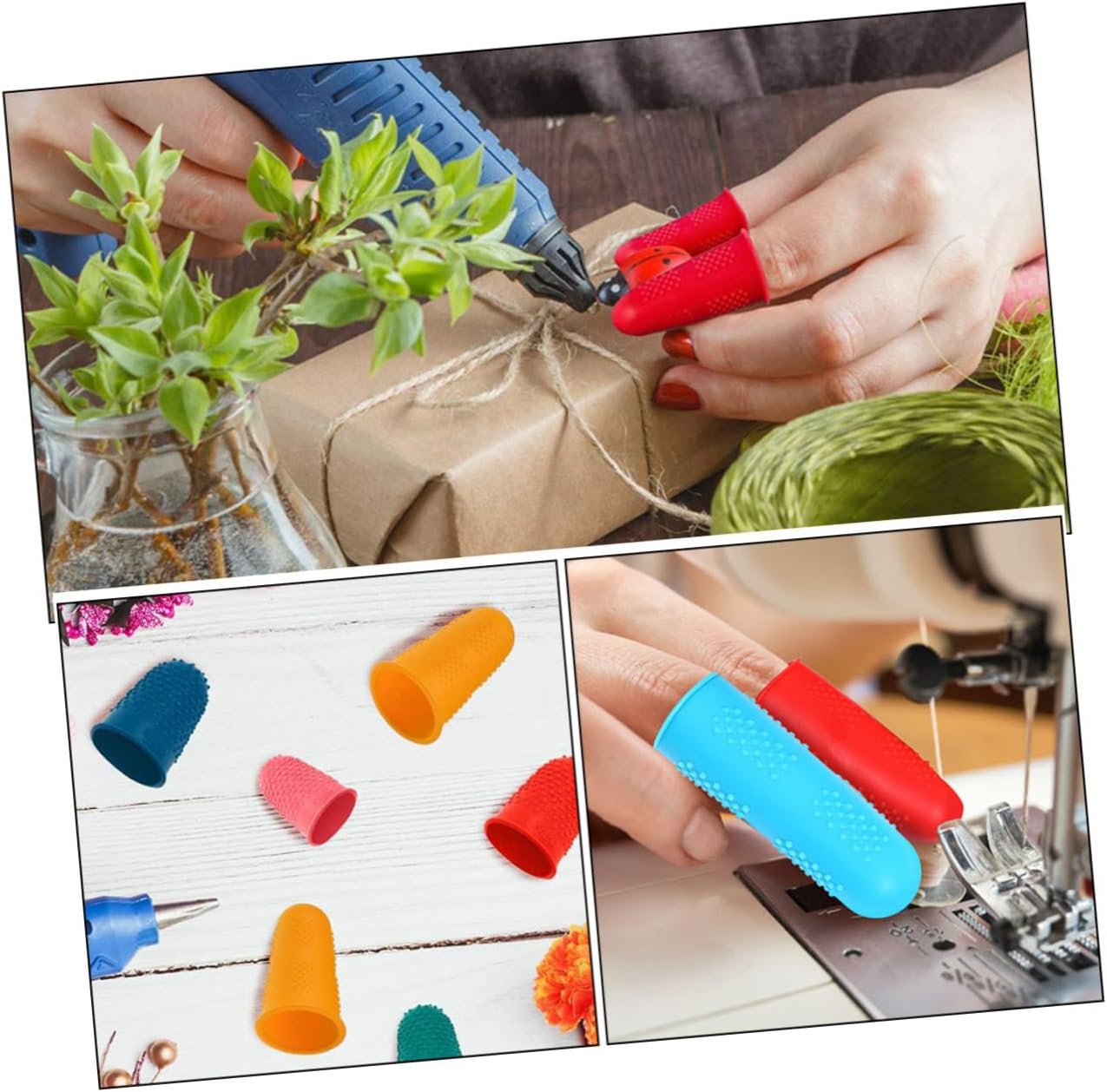 KICHOUSE 20pcs Non-Slip Silicone Finger Covers Reusable Flexible Finger Protectors for Crafting Cooking and Office Tasks Heat-Resistant Comfortable Grip Mixed Colors Short Long image 3