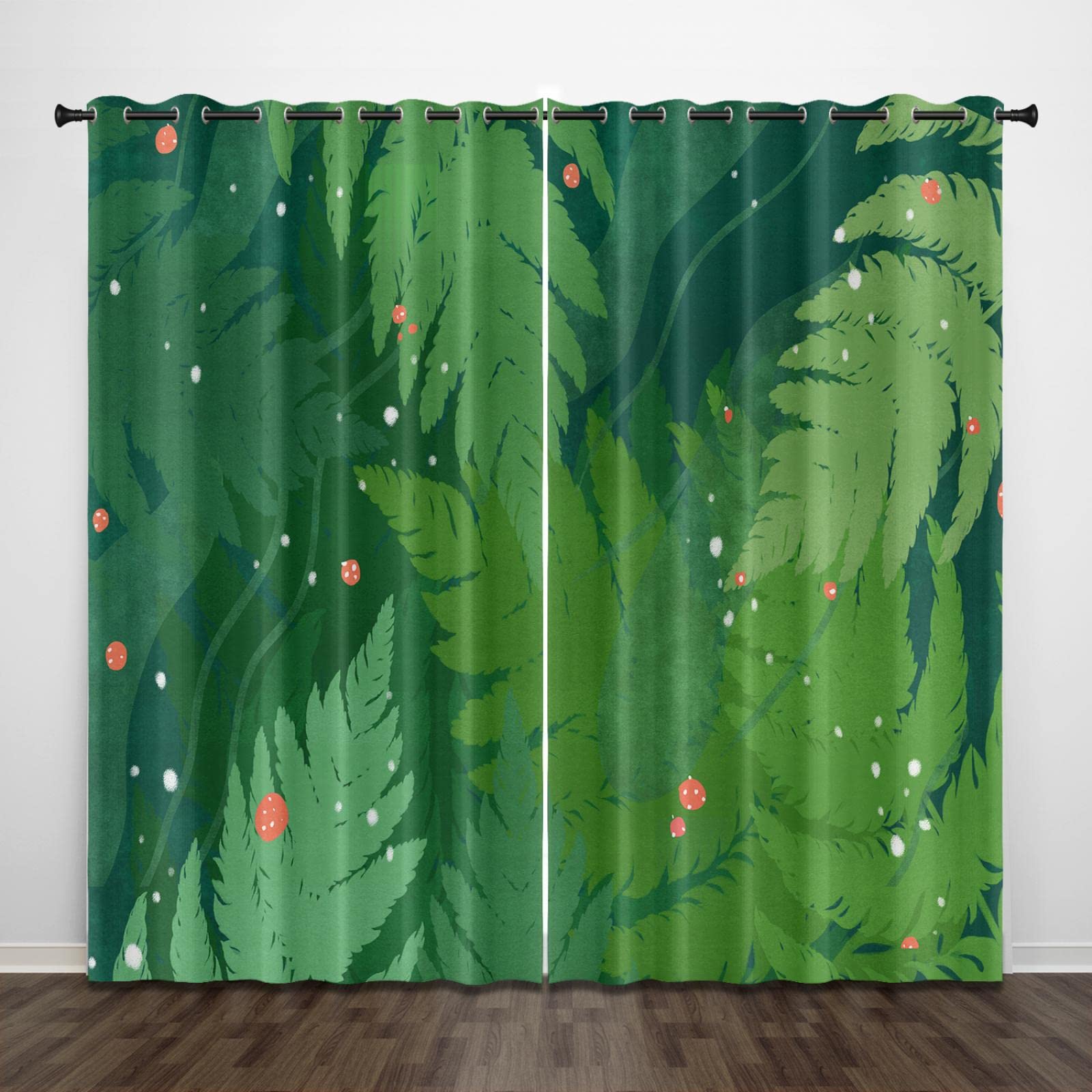 3D Blackout Curtains for Bedroom green plant fresh 59x65 Inch Super Soft Curtain Eyelet Ring Top Thermal Insulated Window Treatment Darkening Drapes for Living Room kids Room Decorative 2 Panel