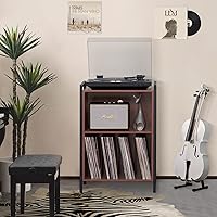 Vista 6 de LELELINKY Soporte para tocadiscos, soporte para tocadiscos de 3 niveles, armario de almacenamiento de discos de vinilo con marco de metal