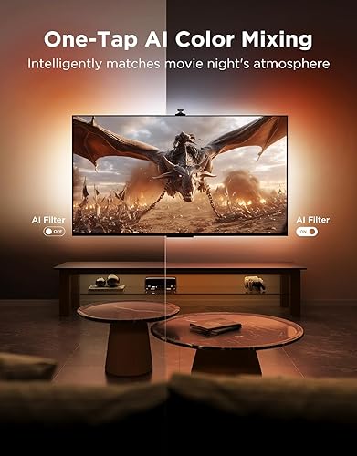 Miniatura 6 de Govee Retroiluminación de TV 3 Pro con cámara triple HDR, tira de luces LED RGBWWIC 5 en 1 de 11.8 pies que cambian con televisores de 55 a 65