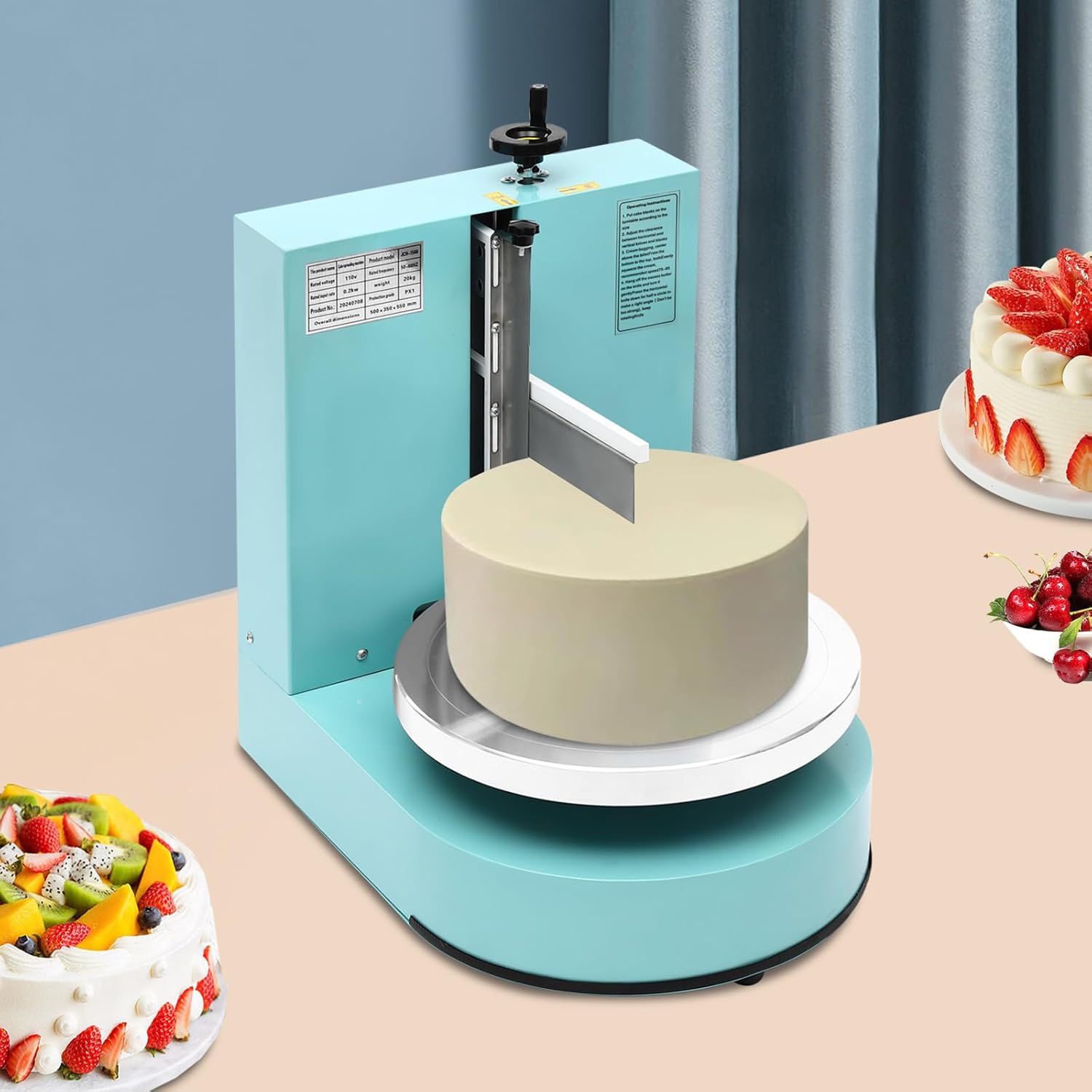 110V Cake Decorating Coating Machine Cake Coating Smoothing Scraping Machine 4-12inch Cake Butter Cream Spreading Machine, Electrical Rotating Cake Machine Cake Decrating Pan for Commercial