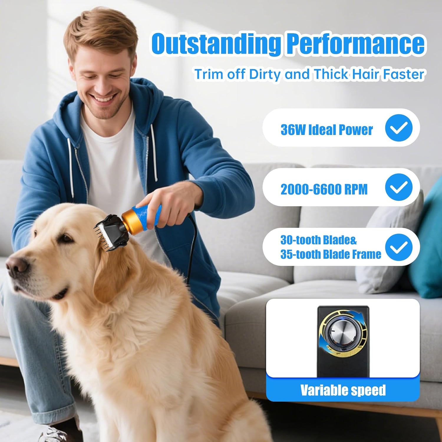 200W Electric Sheep Shears – Professional Animal Clippers with 2 Blades, 10ft Cord, Low-Noise & Safe Design for Sheep, Goats, Alpacas, Horses, Dogs, and Rabbits