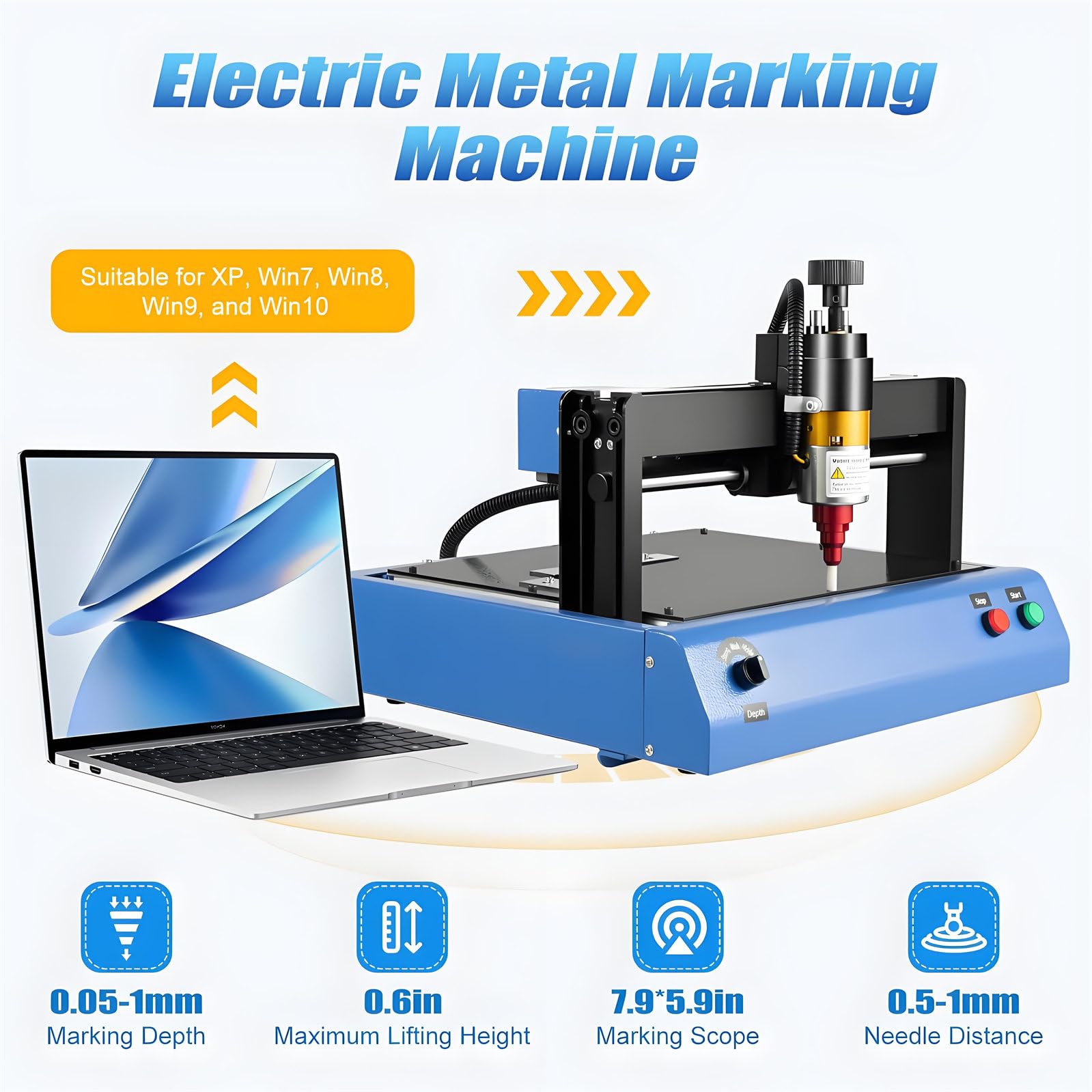 Máquina eléctrica de marcado de metal para grabar números y letras en carteles de metal y acero