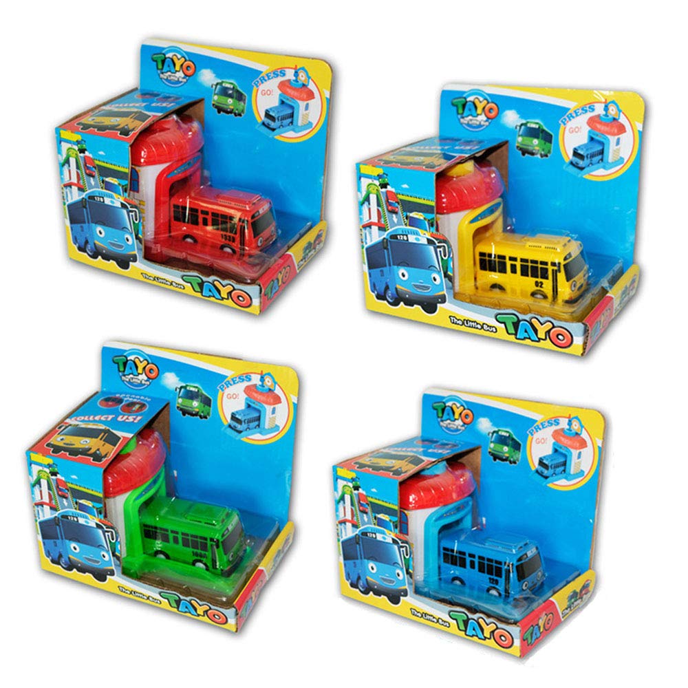 Tayo 4pcs Independent Ejection Return Bus Toy Car Interactive Brain Game Best Gifts for Boys #A1916-1