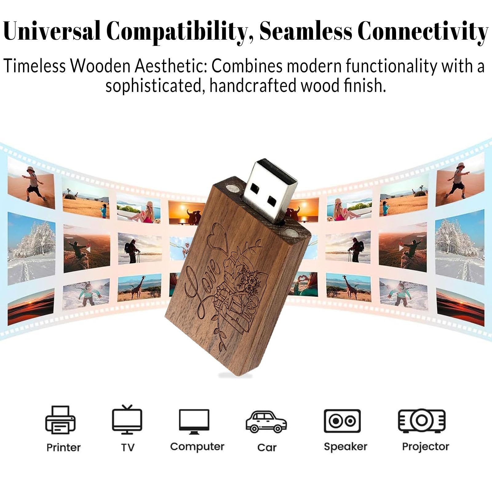 Clé USB en bois 32 Go USB 3.0 pour mariage avec boîte