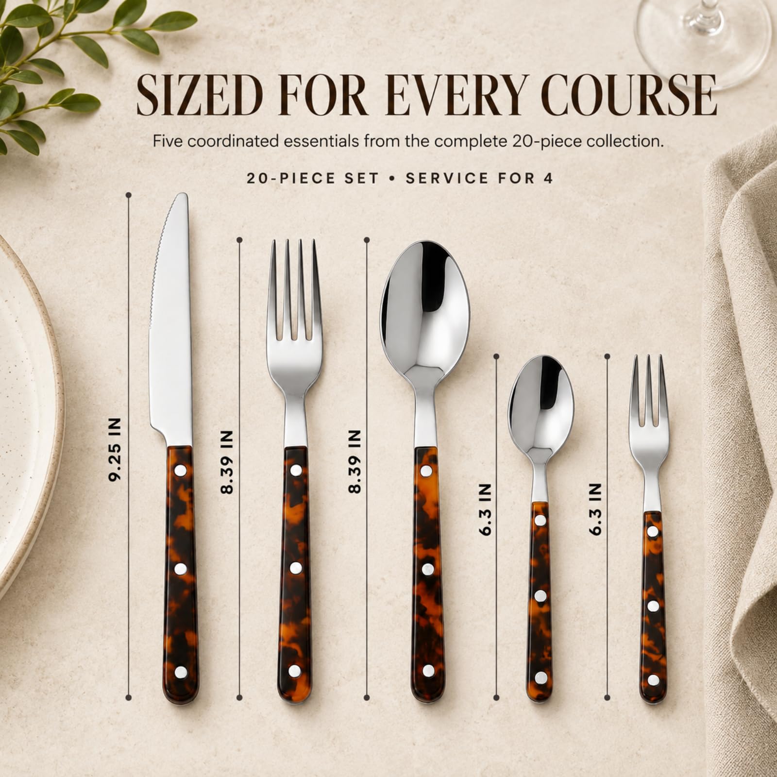 Premium Tortoise Cutlery Set - 20 Piece Stainless Steel -9 Premium Tortoise Cutlery Set - 20 Piece Stainless Steel -9