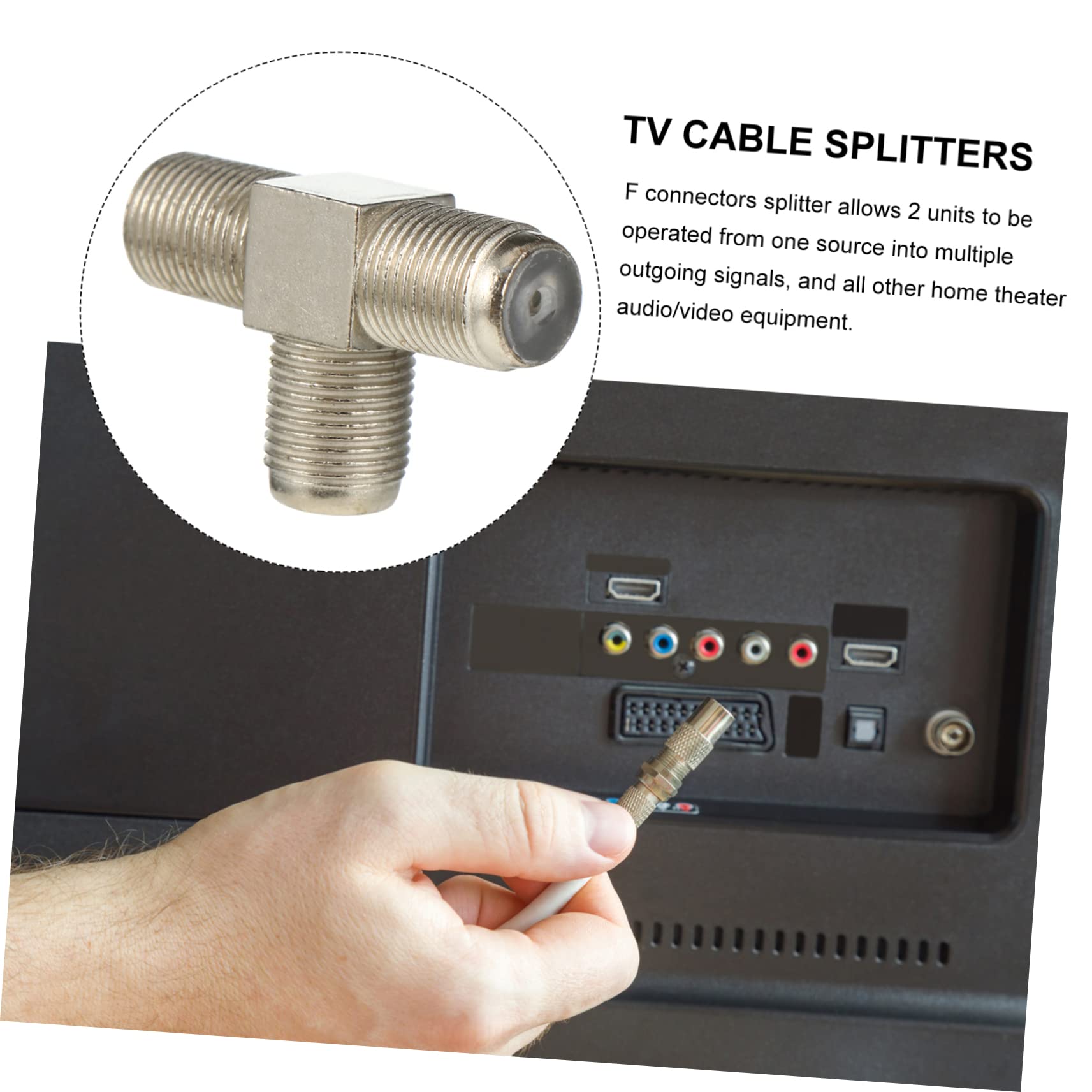 Angoily F-Type Female Splitter 3-Way Tv Signal Splitter Coaxial Cable Adapter High Shielding Structure