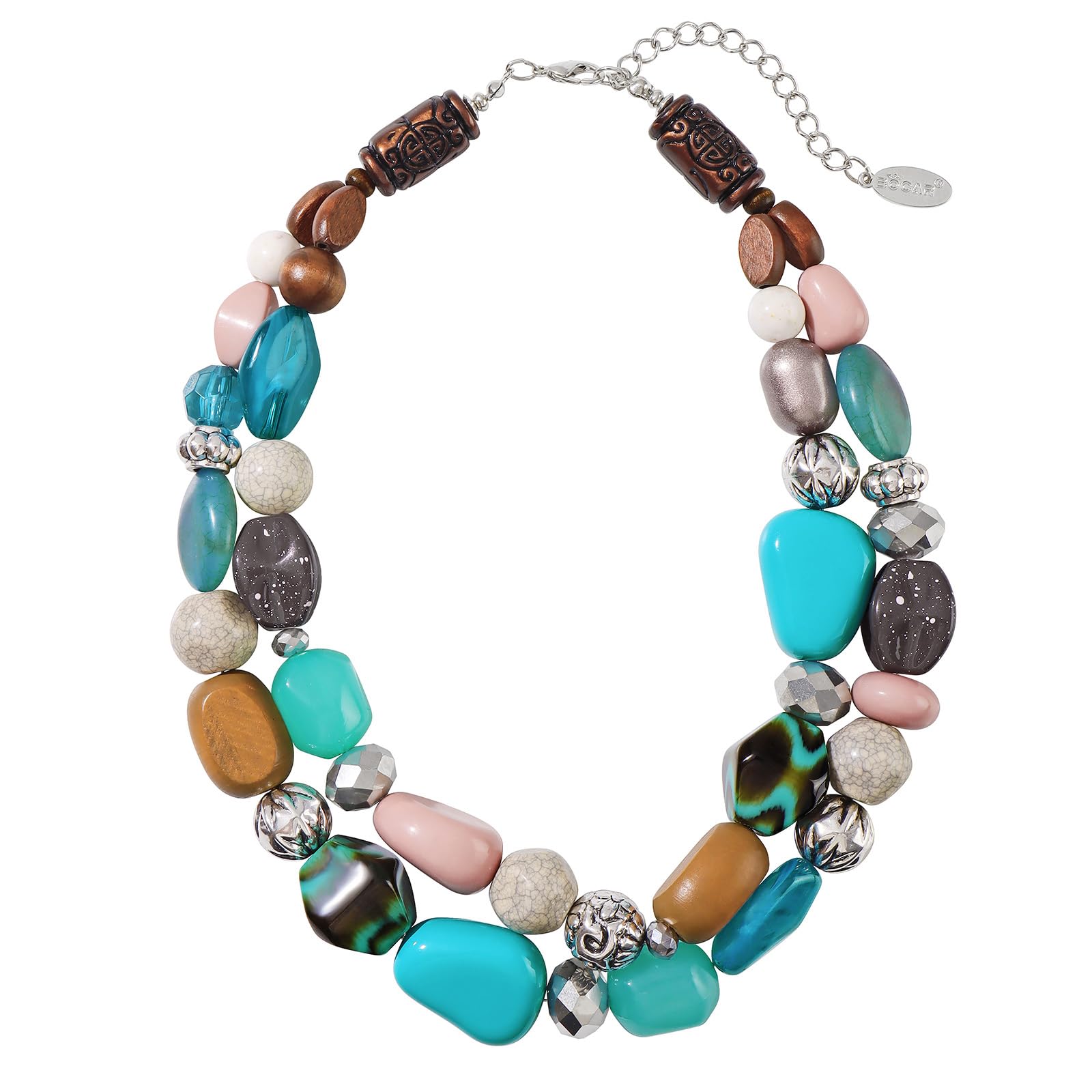 Bocar Collier 2 rangs à grosses perles Pour femme