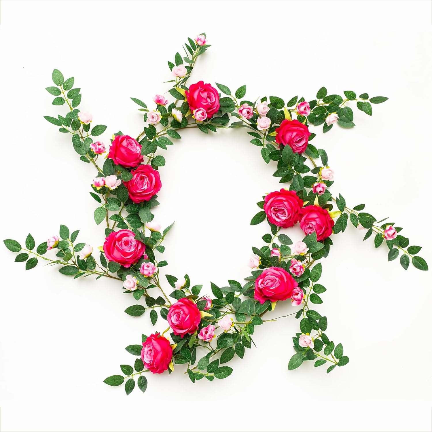 6FT Bendable Flower Garland, Artificial Rose Vine Hanging Floral Garland Decoration for Weding Home Room Wall Decor (Fushia, 2pcs) - Image 5